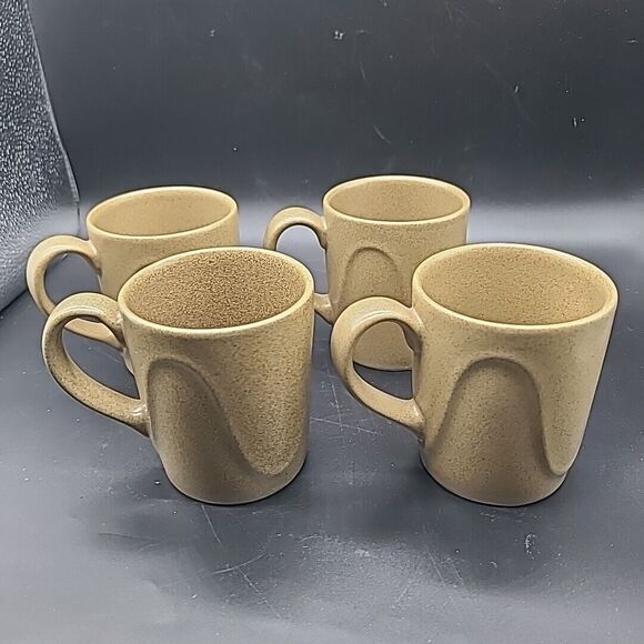 Dansk ORIGAMI SANDSTONE Set (4) Mugs Japan 4" High New - Picture 1 of 8